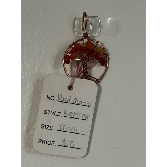 Handmade Copper and Serpentine Crystal Tree of life 3.5x2” Wall Decor - Picture 2 of 5